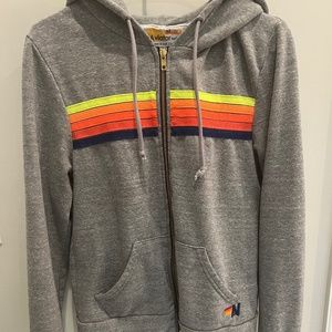 Aviator Nation 5 Stripe Hoodie - Heather Grey